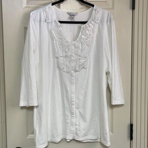 Christopher & Banks size XL white blouse. It’s soft, comfortable and beautiful!